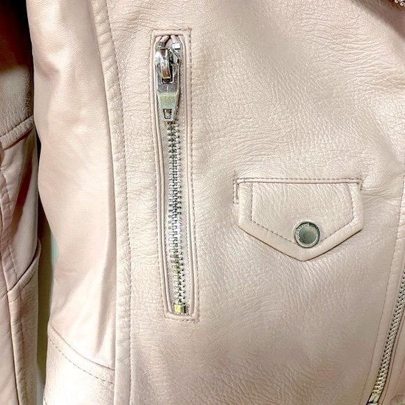 Blank NYC Pink Vegan Leather Zipper Biker Jacket Sz S - Picture 7 of 9